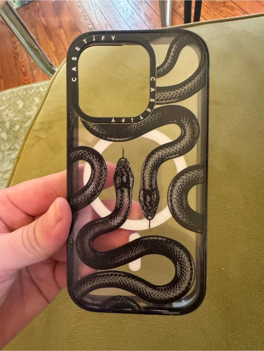 Casetify Black Snake Clear Phone Case with Double Serpent Design